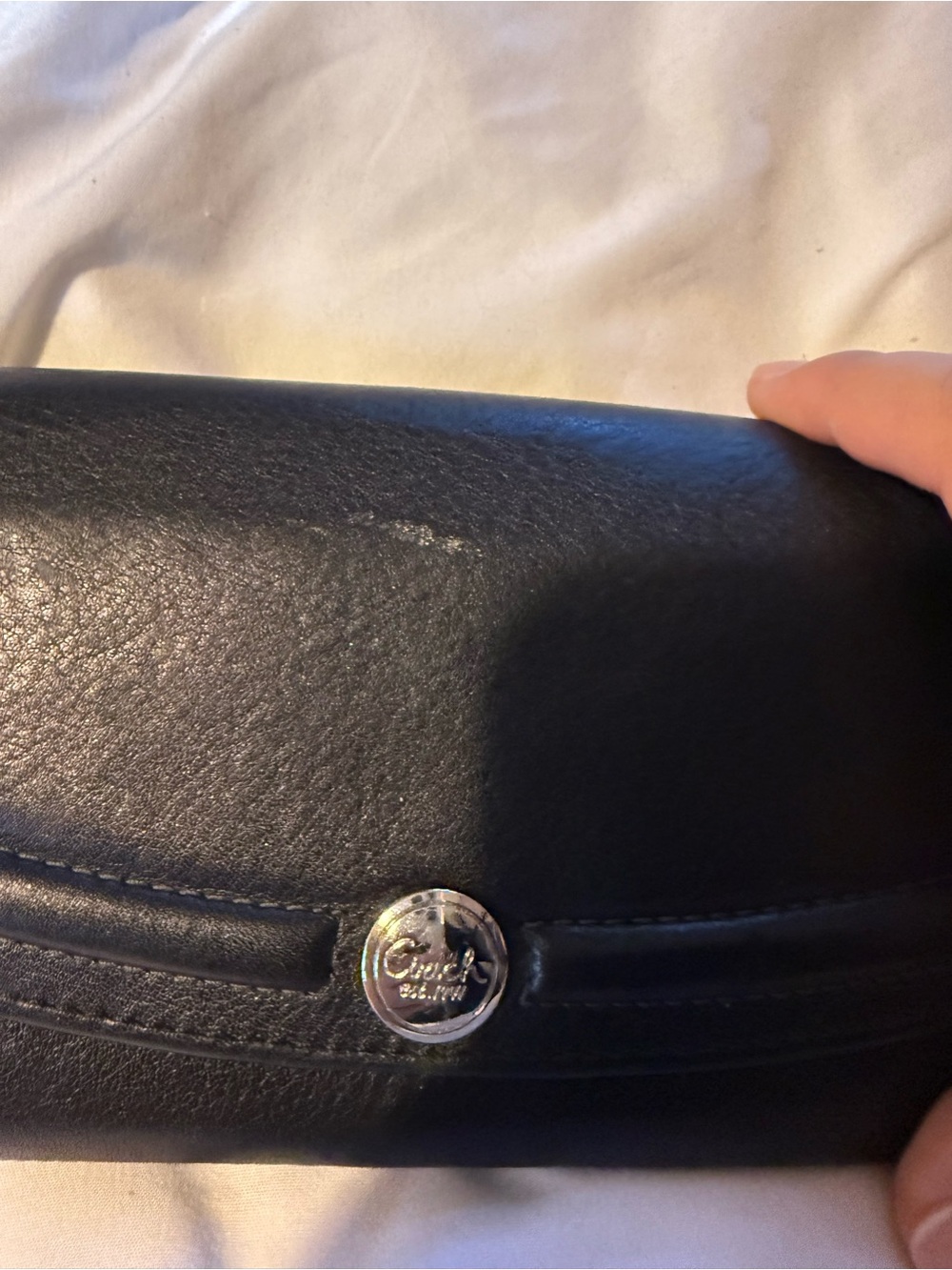 Coach Black Leather Wallet with Silver Logo Snap